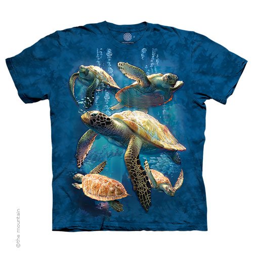 The Mountain Sea Turtle Family Cotton Short Sleeve T-shirt