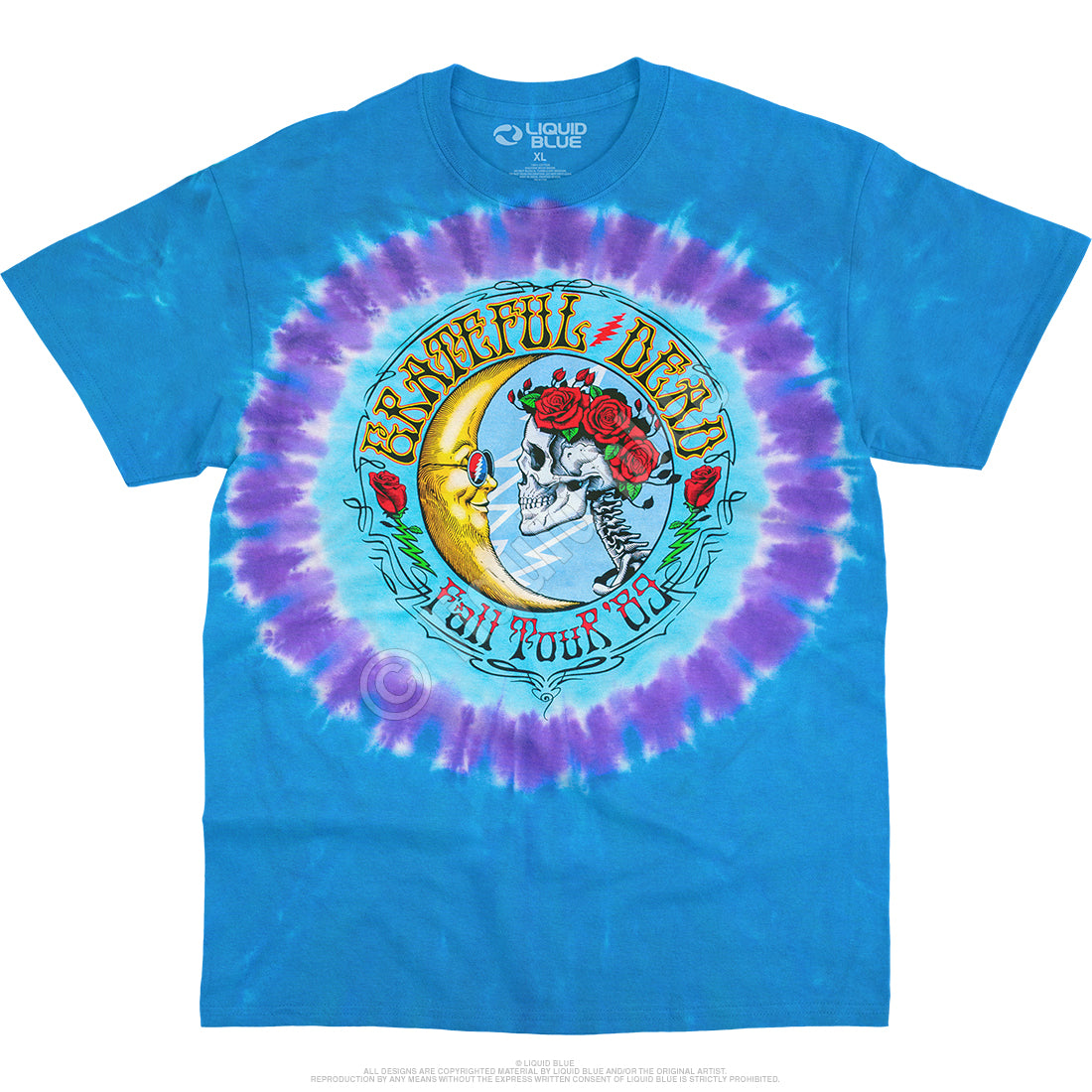 Liquid Blue Grateful Dead Lunar Dead Tie-Dye Short Sleeve T-shirt