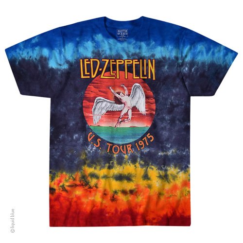 Liquid Blue Led Zeppelin Icarus 1975 Tie-Dye Short Sleeve T-shirt