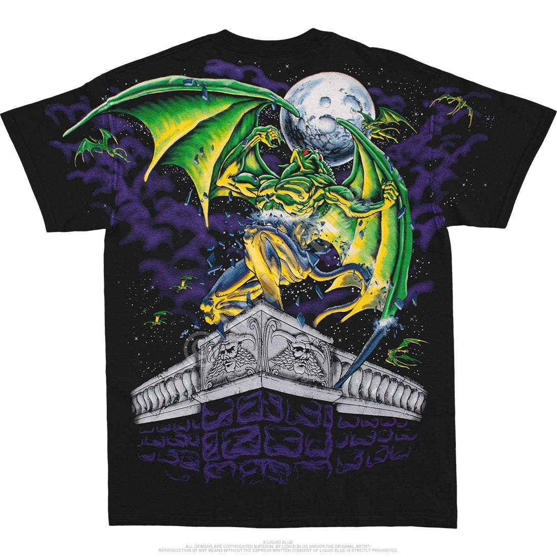 Liquid Blue Dark Fantasy Gargoyle Black Short Sleeve T-shirt