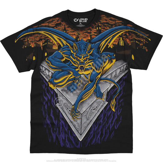 Liquid Blue Dark Fantasy Gargoyle Black Short Sleeve T-shirt