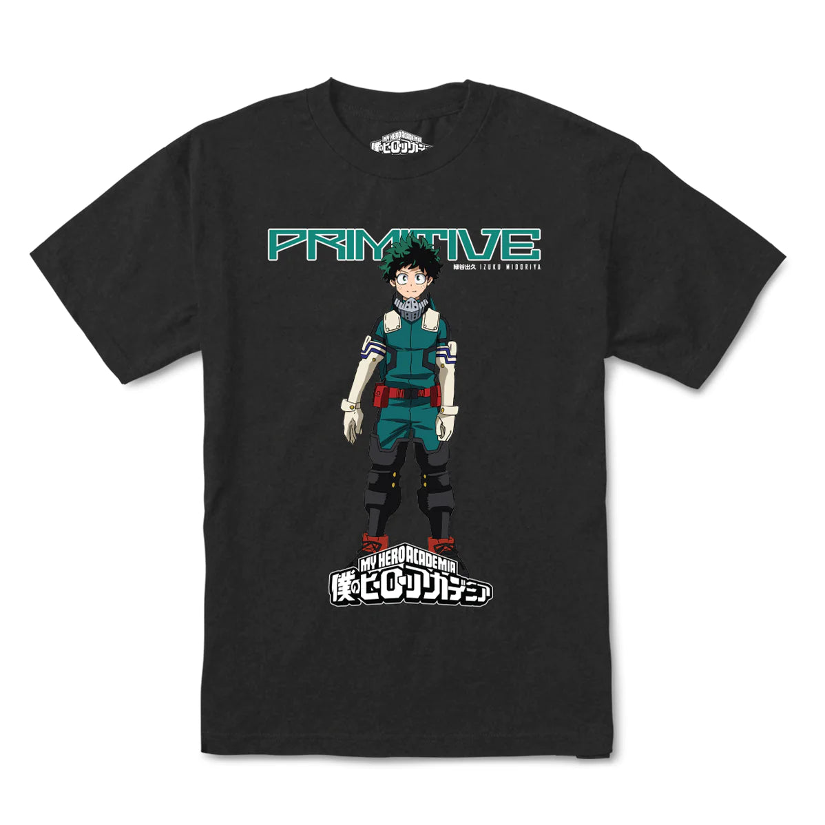 PRIMITIVE IZUKU MIDORIYA WASHED BLACK SHORT SLEEVE T-SHIRT