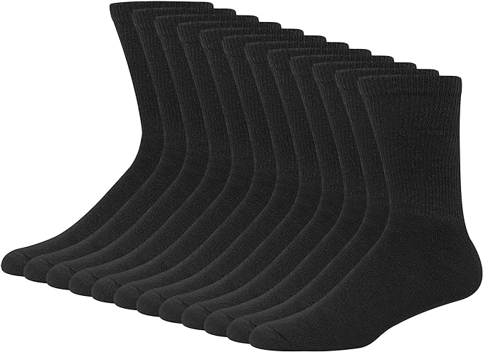 Hanes Men's Crew Socks Pack of 12 Cushion Comfort Cotton Fresh IQ size 6-12